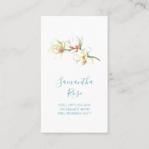 Vit Magnolia Flower Professionell Anpassningsbar Visitkort