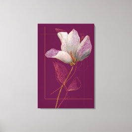 Vit Magnolia Guld Linje Magenta Canvastryck