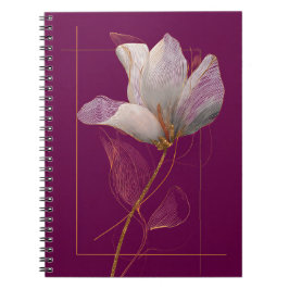 Vit Magnolia Guldlinje Magenta Anteckningsbok