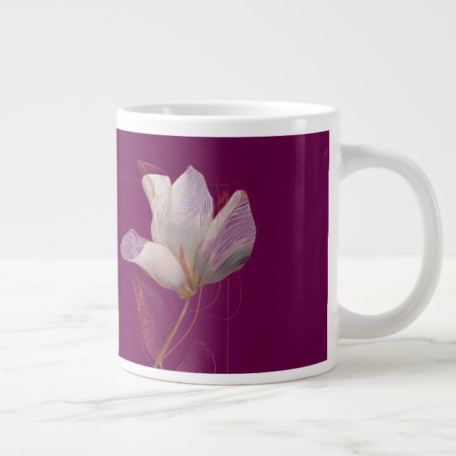 Vit Magnolia Guldlinje Magenta Jumbo Mugg (Höger)