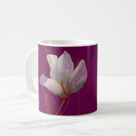 Vit Magnolia Guldlinje Magenta Kaffemugg