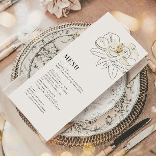Vit Magnolia Illustration Modern Bröllop Menu