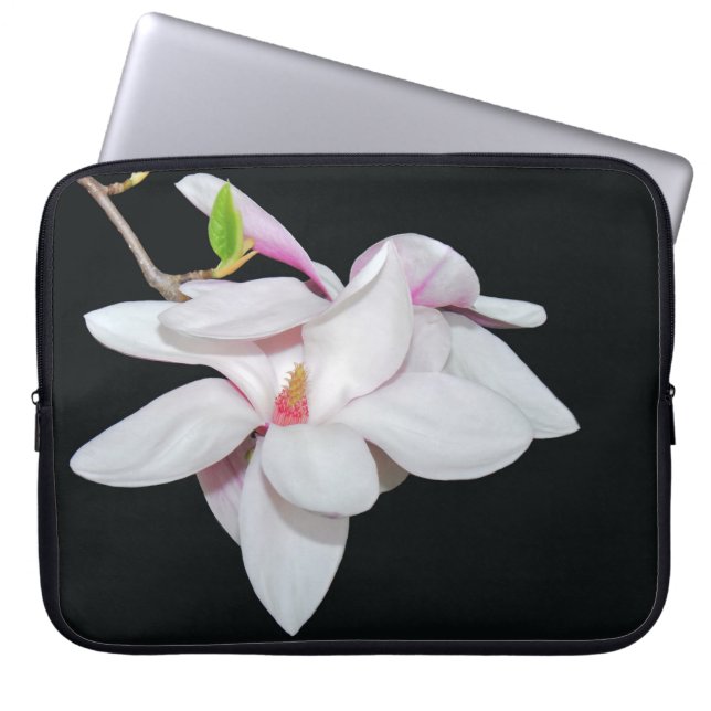 Vit Magnolia Laptop Fodral (Framsidan)