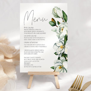 Vit Magnolia Rustik Blommig Bröllop Meny