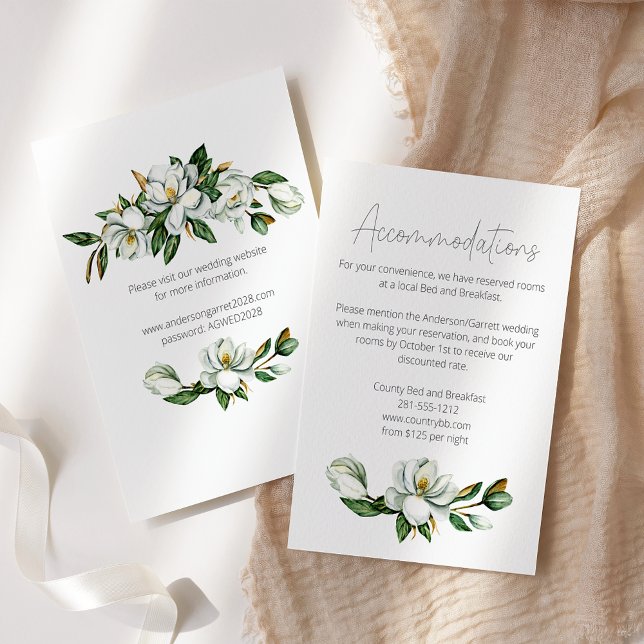 Vit Magnolia Rustik Blommig Bröllop Tilläggskort (Skapare uppladdad)