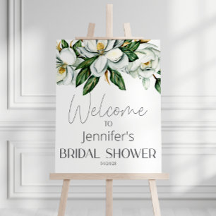Vit Magnolia Rustik Blommig Elegant Bröllopsdusch Poster
