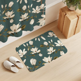 Vit Magnoliadunge på Viridian Elegant Blomma Badrumsmatta