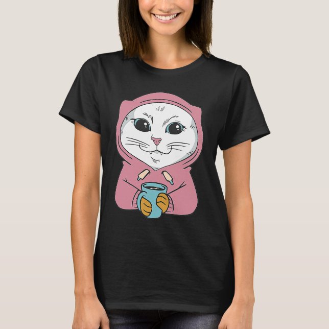 Vit Main Coon Katt Dräkt För Katt Katter T Shirt (Framsida)