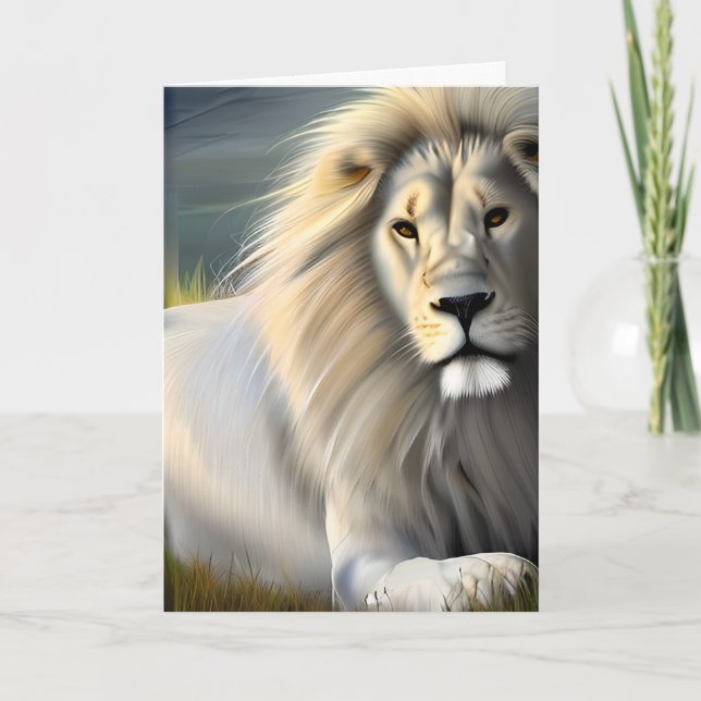 Vit Majestic Lejon Etheral Art | Ni tänker er Kort (Framsida)