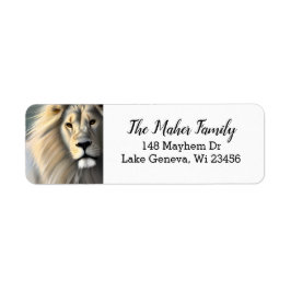 Vit Majestic Lejon Etheral Art Returadress Etikett