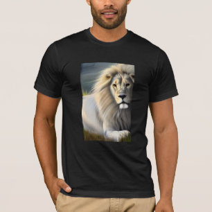 Vit Majestic Lejon Etheral Art T Shirt