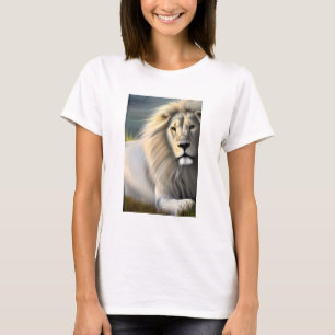 Vit Majestic Lejon Etheral Art T Shirt