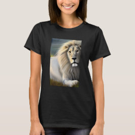 Vit Majestic Lejon Etheral Art T Shirt