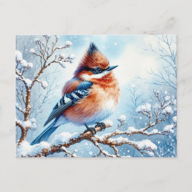 Vit målning av vacker fågel vykort (Framsida)