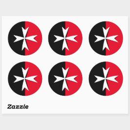Vit Malteserkors & Malta flagga symbol / riddare Runt Klistermärke