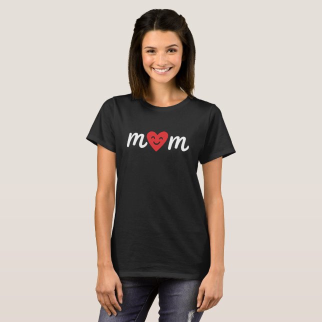 Vit mammas hjärta minimalistisk kärlek t shirt (Hel framsida)