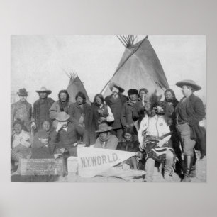 Vit man (inklusive buffelräkning) och Lakota Poster