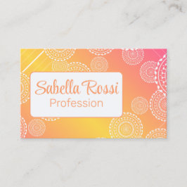 Vit Mandala Gult Rosa Blended Rainbow Reverse Visitkort