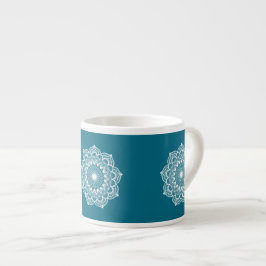 Vit Mandala på Blå Bakgrund Espressomugg