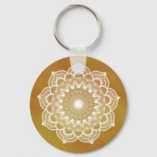 Vit Mandala på Guld Bakgrund Nyckelring