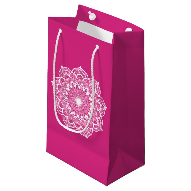 Vit Mandala på Rosa Bakgrund (Framsidan Vinklad)