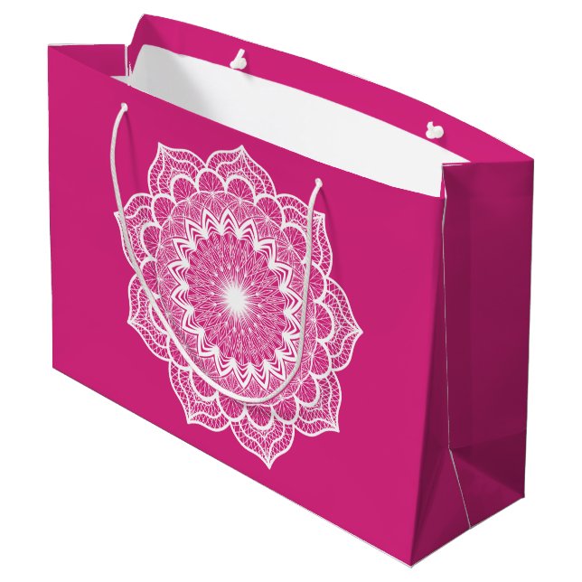 Vit Mandala på Rosa Bakgrund (Baksidan Vinklad)