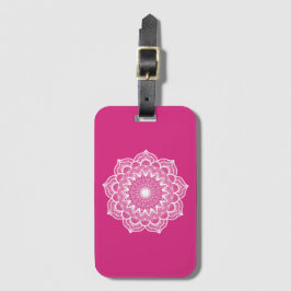 Vit Mandala på Rosa Bakgrund Bagagebricka