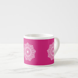 Vit Mandala på Rosa Bakgrund Espressomugg