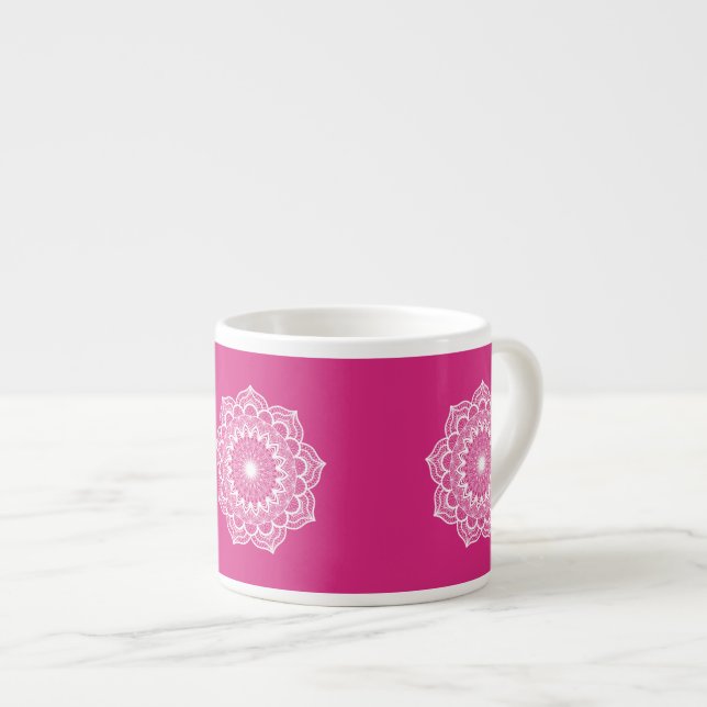 Vit Mandala på Rosa Bakgrund Espressomugg (Framsida höger)