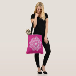 Vit Mandala på Rosa Bakgrund Tygkasse