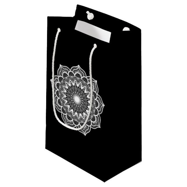 Vit Mandala på Svart Bakgrund (Framsidan Vinklad)