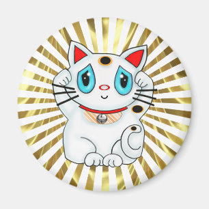 Vit Maneki Neko som görar tecken åt lycka Magnet