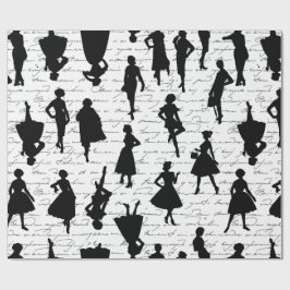 Vit manus i mitten av 1950-talet vintage silhouett presentpapper