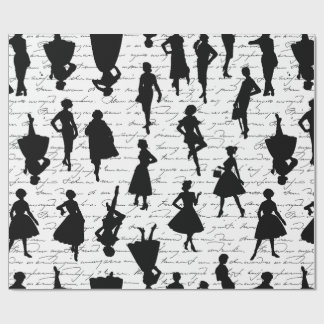 Vit manus i mitten av 1950-talet vintage silhouett presentpapper