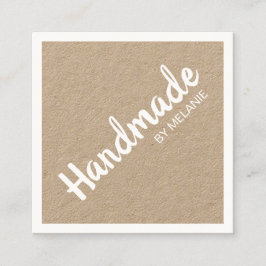 Vit manusfärg brun kraftkraft fyrkantigt visitkort