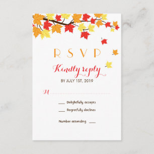 Vit Maple Löv Fall Season-Bröllop OSA Card Kort