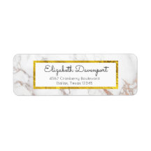 Vit marbel med Faux guldfoil Ram