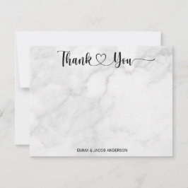Vit marble Black Script Personlig Bröllop Tack Kort