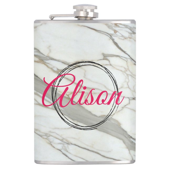 Vit marble chic Fuchsia-design, eget namn Fickplunta (Framsidan)