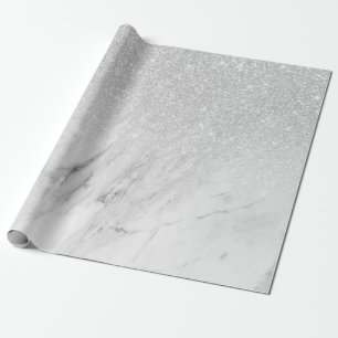 Vit marble Chic Silver Glitter Presentpapper