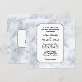Vit marble Classy-bröllopsinbjudan Inbjudningar
