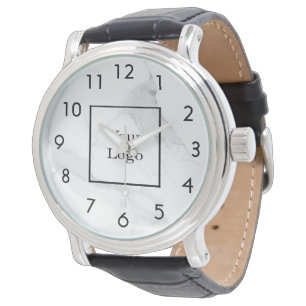 Vit marble elegant Classic Business logotyp Armbandsur