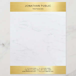 Vit marble Elegant Modern Guld Professionell Brevhuvud