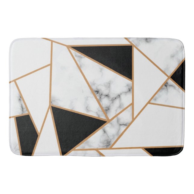 Vit marble Geometric i Guld Bath Mat Badrumsmatta (Framsidan)