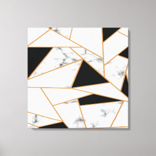 Vit marble Geometric i Guld Canvastryck