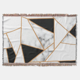 Vit marble Geometric i Guld Filt
