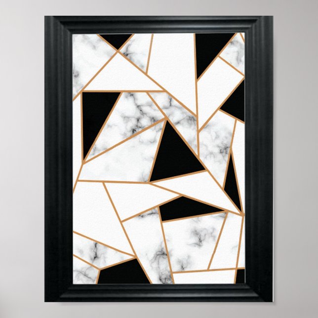 Vit marble Geometric i Guld Poster (Framsidan)