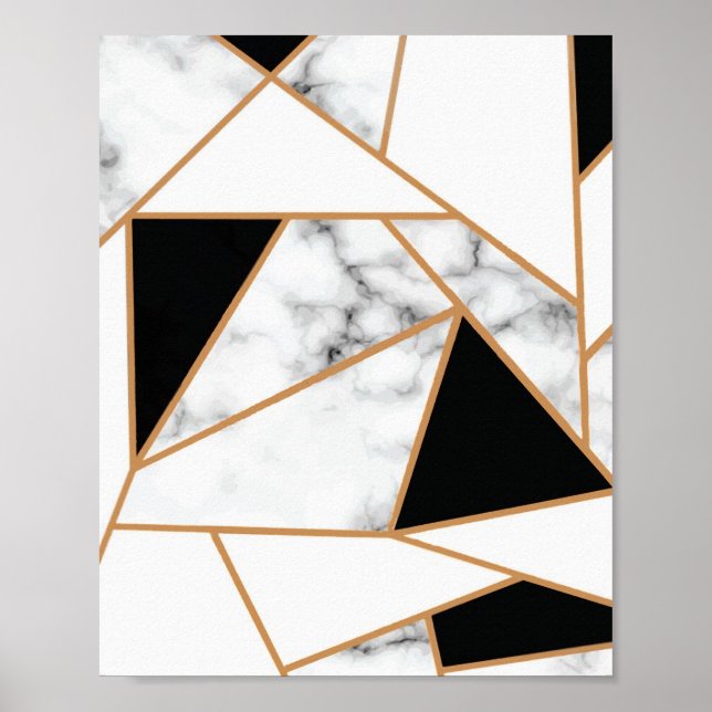 Vit marble Geometric i Guld Poster (Framsidan)