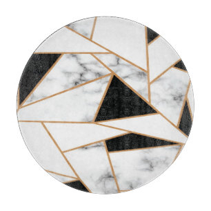 Vit marble Geometric mönster i Guld