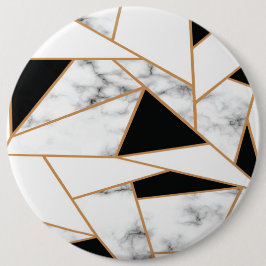 Vit marble Geometric mönster i Guld Knapp